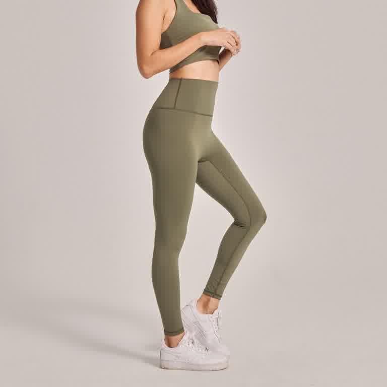 [WHAT O LOVE]提臀高腰緊身褲-軍綠色